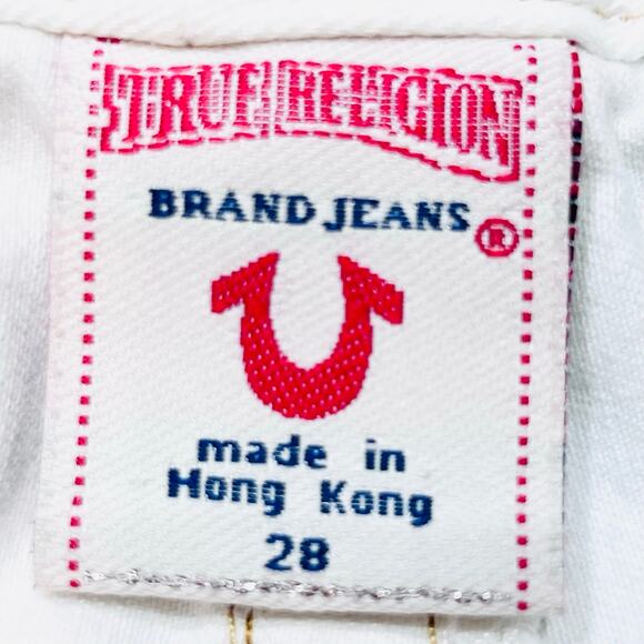 True Religion Joey Big T Flared Jeans White Gild Stitch Women 28W x 27L Used - Picture 6 of 11